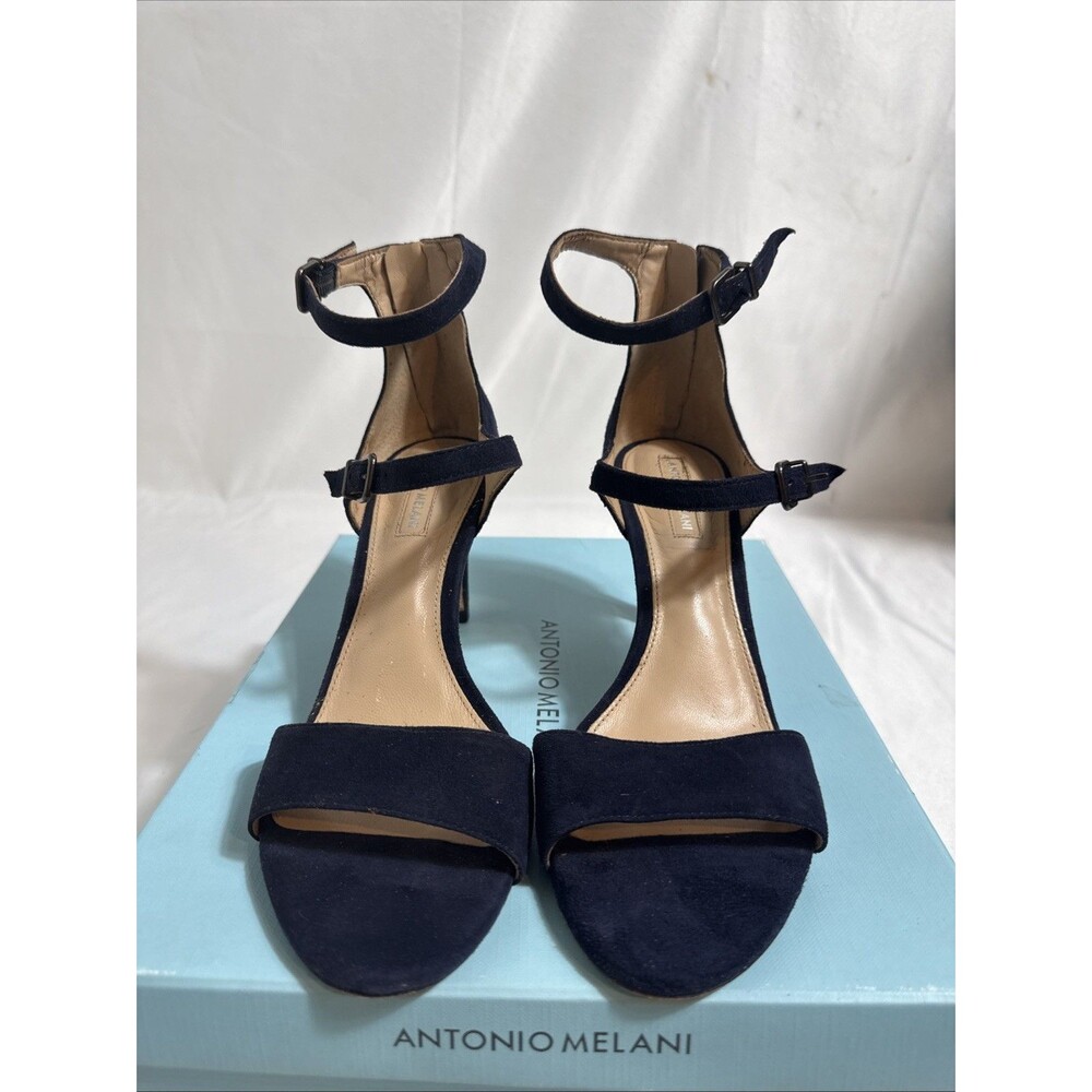 Antonio Melani Navy Suede Shoes Womens 8 M Open Toe Strappy Heels  Zipper
